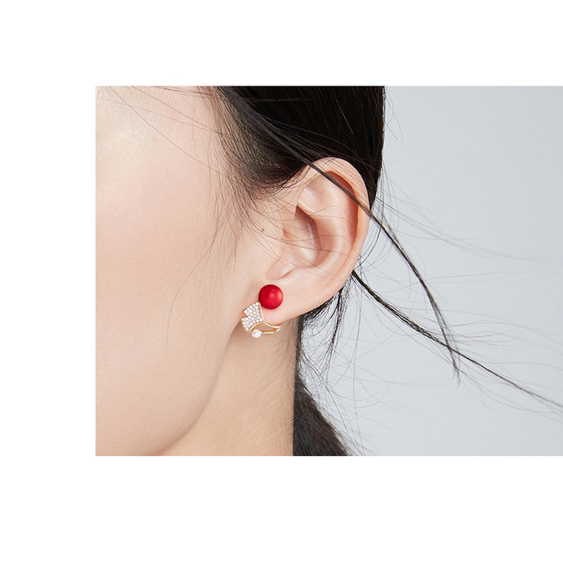 Arzonai needle back hanging ginkgo leaf pearl earrings female personality temperament net red two wearing earrings fashion trend earrings