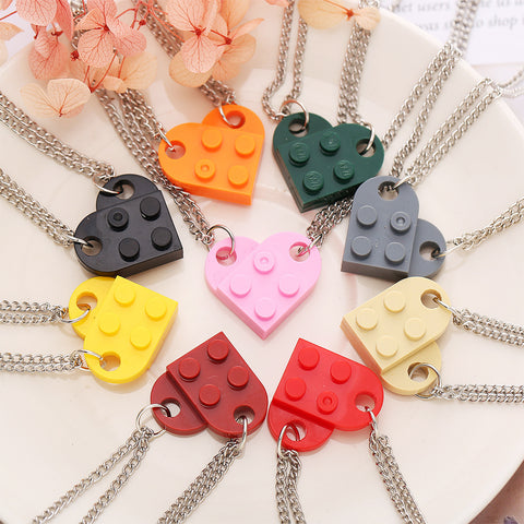 Arzonai Lego  Heart Colourful Necklace chain for Couples , Boys and Girls