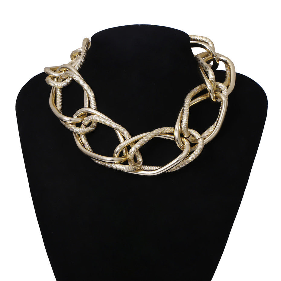 Arzonai hip-hop punk style street style clavicle chain retro smooth frosted creative exaggerated thick chain necklace