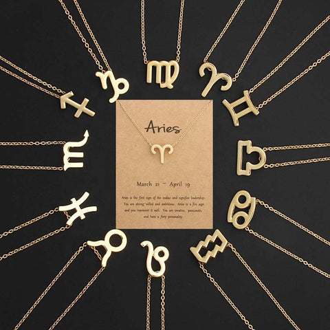 Arzonai Astrology Horoscope Jewelry Minimalist 12 Zodiac signs Necklace card