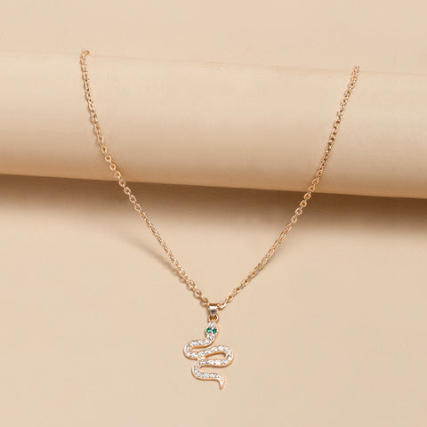 Arzonai  new snake necklace simple alloy full diamond snake pendant necklace women's clavicle chain