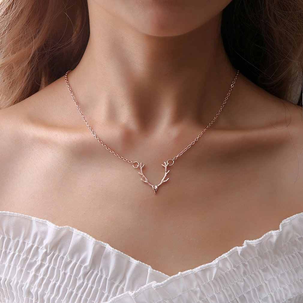 ARZONAI Christ Christmas Little Antler Deer Head Elk Necklace Classic Color Chokers Necklaces For Women Girls Wish Fashion Jewelry