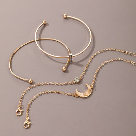 Arzonai  personality new jewelry creative horns moon word diamond bracelet 4-piece combination bracelet