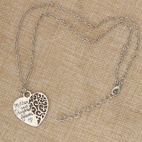 ARZONAI New Personality Vintage Fashion Eternal Mom & Daughter Love forever Pendant Necklace  Heart Necklace Women Jewelry