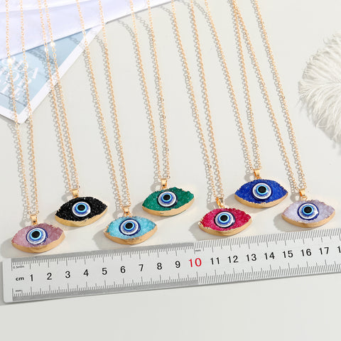 Arzonai European and American cross-border jewelry new fashion color Turkish Demon Eye Necklace Simple Resin Eye Pendant