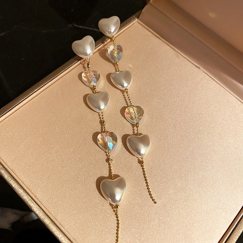 Arzonai Crystal Pearl Long Tassel Earrings 2021 New Simple Fashion Retro Earrings Women Jewelry Gift Accessories