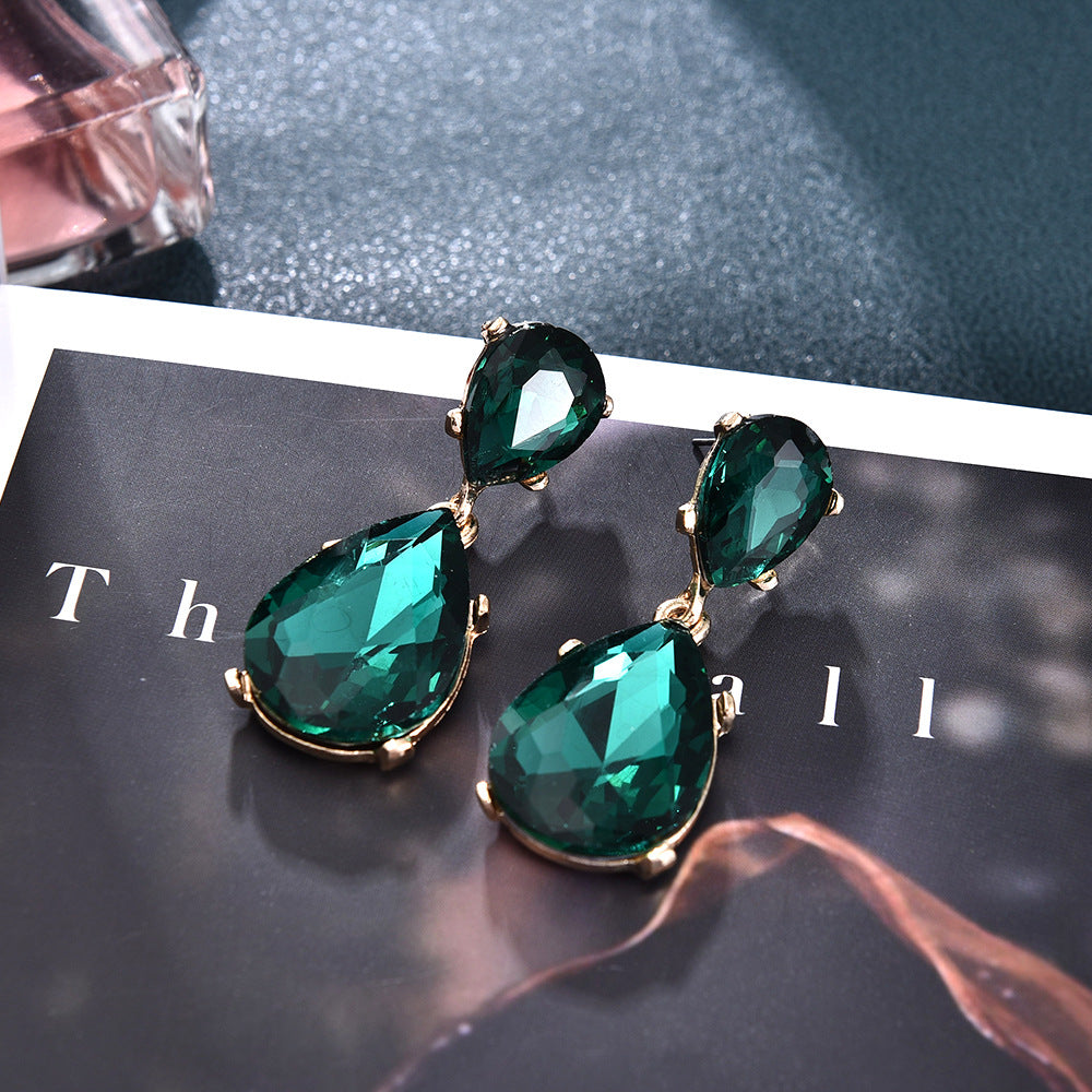 Arzonai Emerald Green Heart Zircon Earrings Girls Gifts Small Cute Crystal Earrings Jewelry Metal Earrings