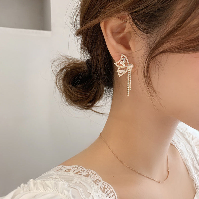 Arzonai new butterfly Korean style earrings exquisite zircon super fairy temperament net red earrings simple fashion earrings
