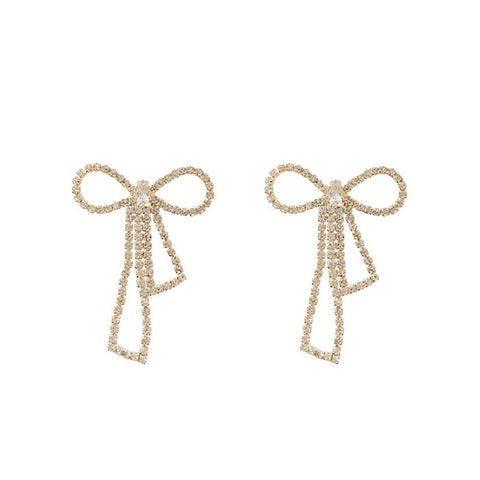 Arzonai New 925 silver needle diamond earrings female cold wind earrings net red zircon bow earrings factory wholesale