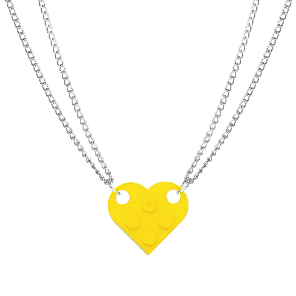 Arzonai Lego  Heart Colourful Necklace chain for Couples , Boys and Girls