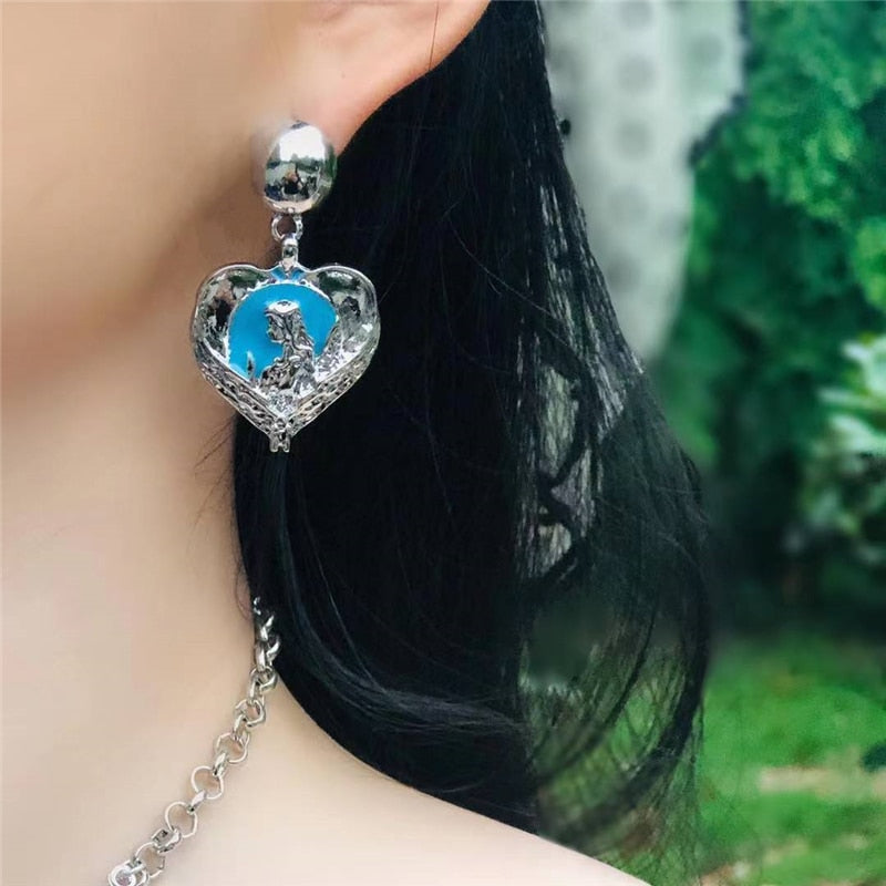 Arzonai New Korean Exquisite Blue Crystal Earrings Fashion Temperament Earrings Elegant Women's Jewelry