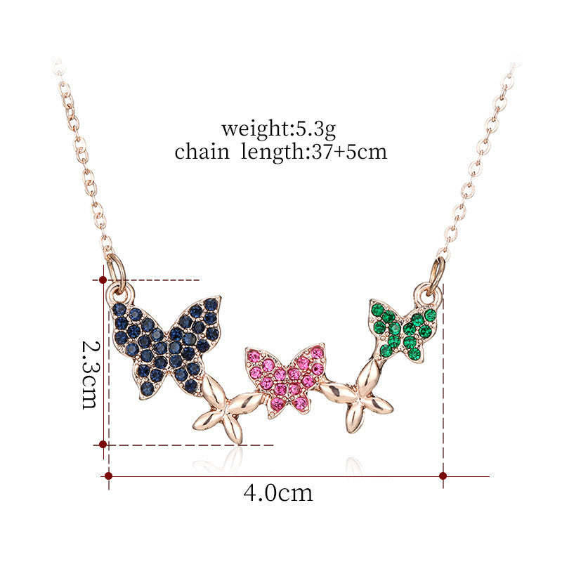 Arzonai new necklace women's color butterfly personality trend design sense clavicle chain for Women and Girls
