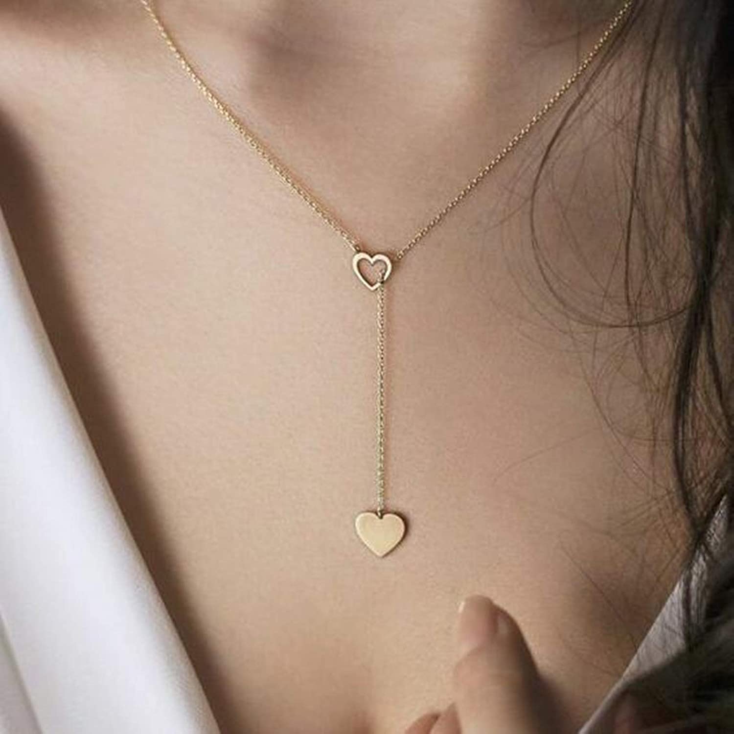 Arzonai European and American popular fashion new personality peach heart love pendant women's Y-shaped necklace