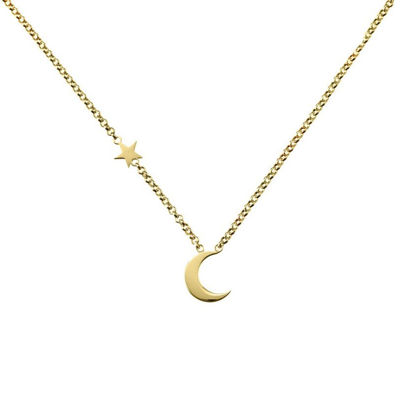 ARZONAI Boho Moon Pendant Necklaces Gold Star Necklace Chain Jewelry for Women and Girls