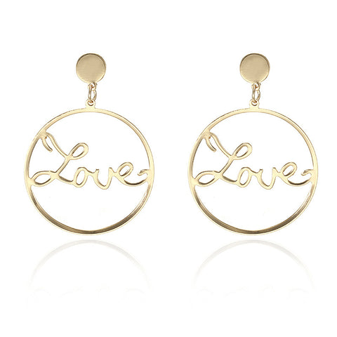 Arzonai hot style big circle earrings 2021 trendy personality geometric LOVE earrings female