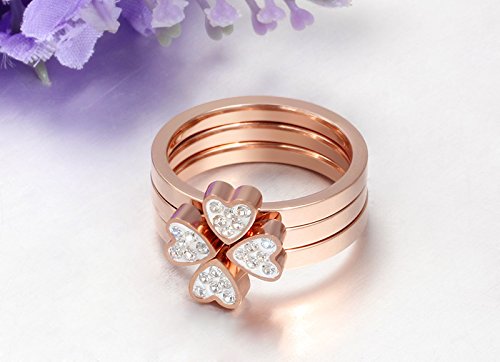 Arzonai explosion ring female lucky four-leaf clover three-in-one combination open ring fashion Japan and South Korea ring female wholesale