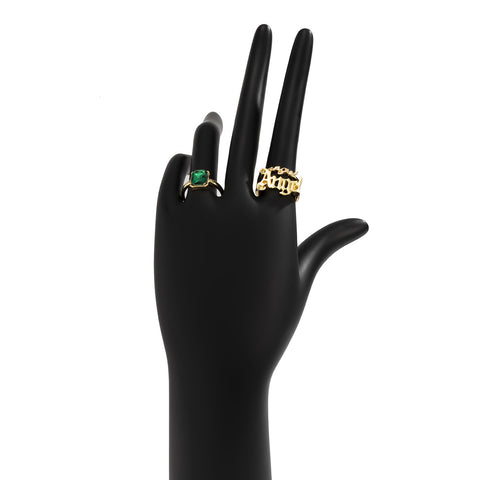 Arzonai Fashion Trendy Angel Golden Green Stone Rings Set for women and Girls