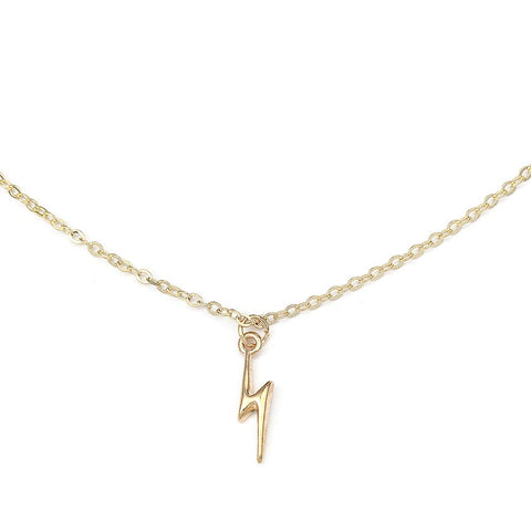 Arzonai Lightning Pendant Necklaces Thunder Necklace Jewelry for Women (Gold)