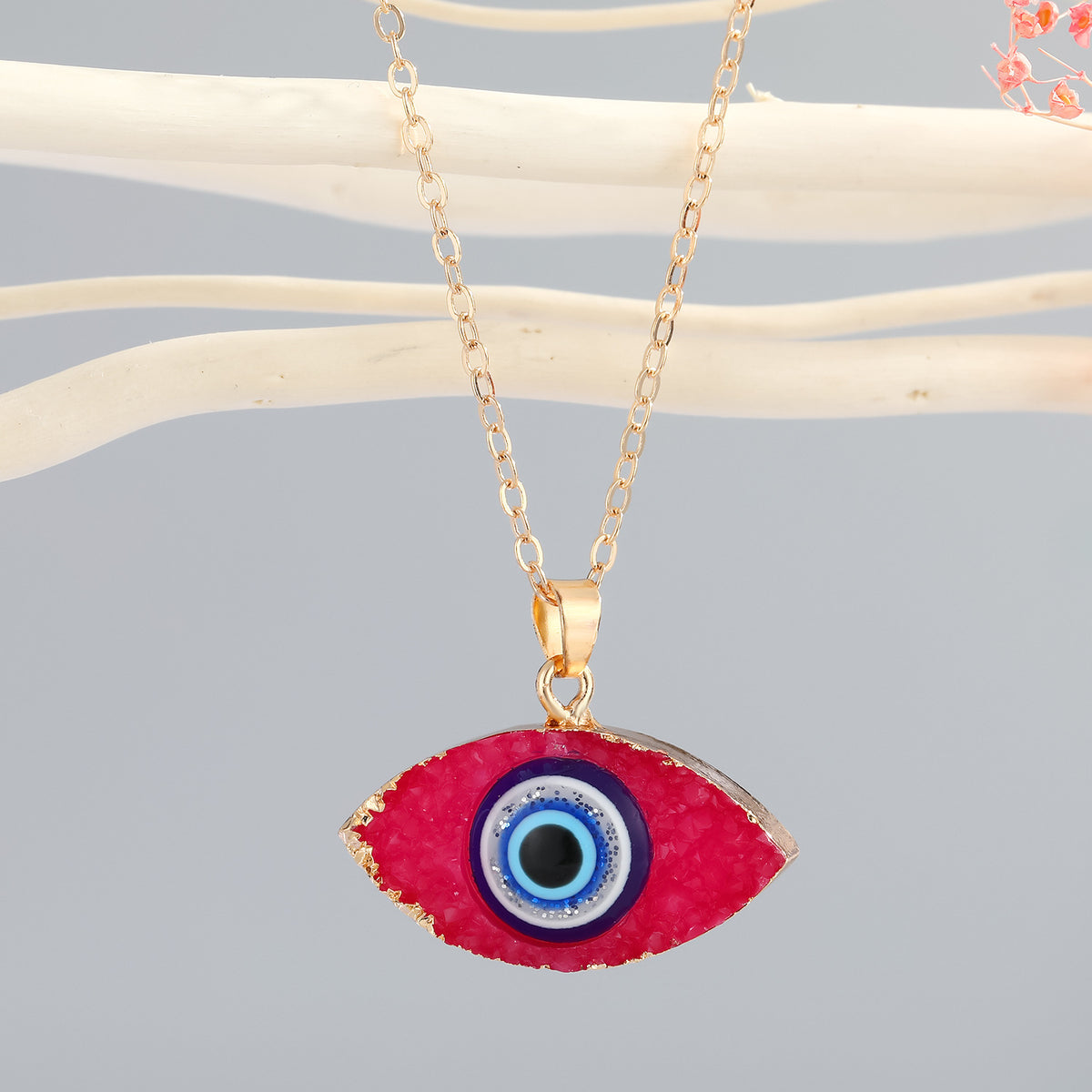 Arzonai European and American cross-border jewelry new fashion color Turkish Demon Eye Necklace Simple Resin Eye Pendant