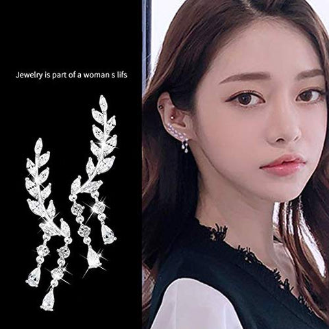 ARZONAI Silver Crystal Stones EarCuff Earrings For Women and Girls