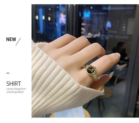 Arzonai Korean watch ring simple ins style personality design index finger ring male niche cold wind index finger ring female