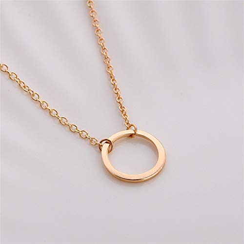 Arzonai Classic Retro Fashion Gold Tone Circle Pendant Necklace with Adjustable Chain for Women and Girls