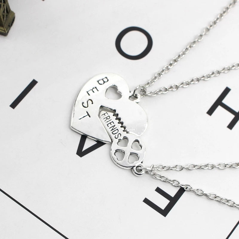 Arzonai  2Pcs/set Heart Design Key Lock Pendant Best Friends Forever Love Necklace For Couple