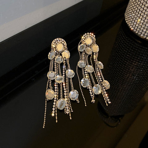 Arzonai Women's tassel earrings, inlaid with rhinestones