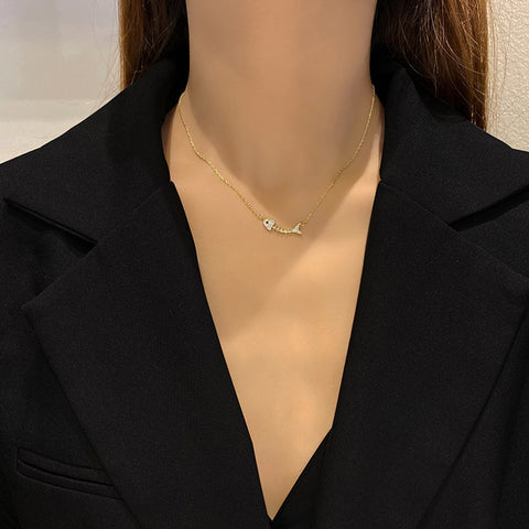 Arzonai fashion fishbone pendant necklace female 2022 new simple popular clavicle chain tide temperament