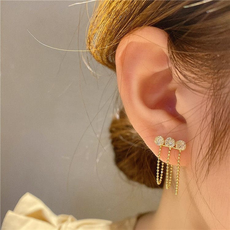 Arzonai New Metal mesh chain earrings needle temperament tassel chain