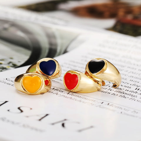 Arzonai Golden Chunky Heart Rings for women and Girls