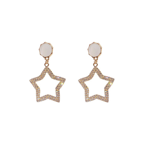 Arzonai South Korea Dongdaemun metal hollow five-pointed star earrings simple wild star fashion earrings