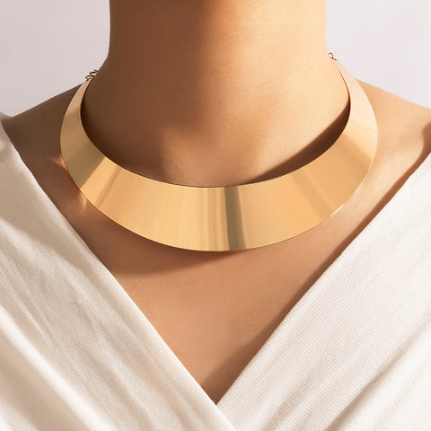 Arzonai jewelry fashion punk style metal exaggerated gold semi-circular collar necklace neck ring