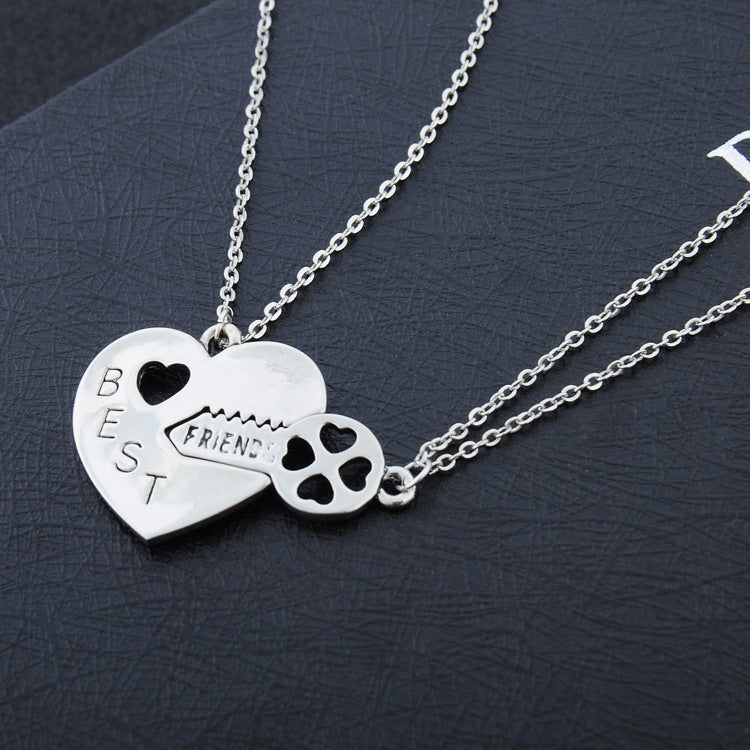 Arzonai  2Pcs/set Heart Design Key Lock Pendant Best Friends Forever Love Necklace For Couple or Best Friends