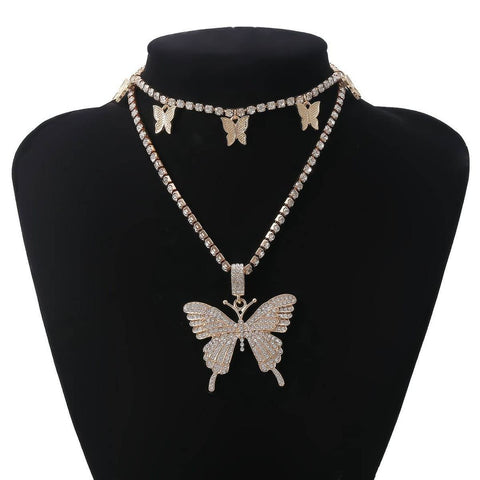 Arzonai Stone Layered Butterfly layered Neckalce for women and Girls