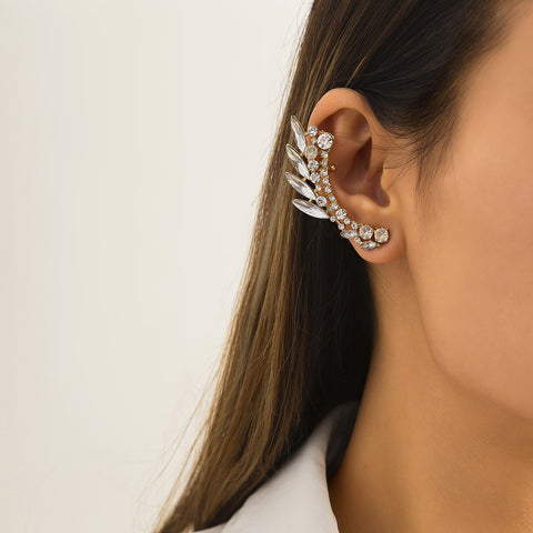 Arzonai jewelry simple rhinestone C-shaped retro wild ear clip cold wind hot girl niche sweet cool earrings
