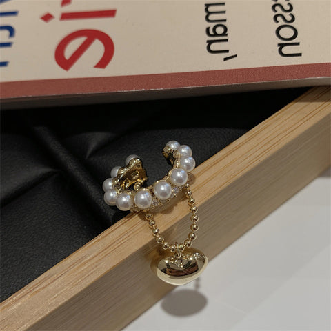 Arzonai Niche design pearl metal love ear bone clip female personality all-match temperament no pierced ear stud earrings earrings