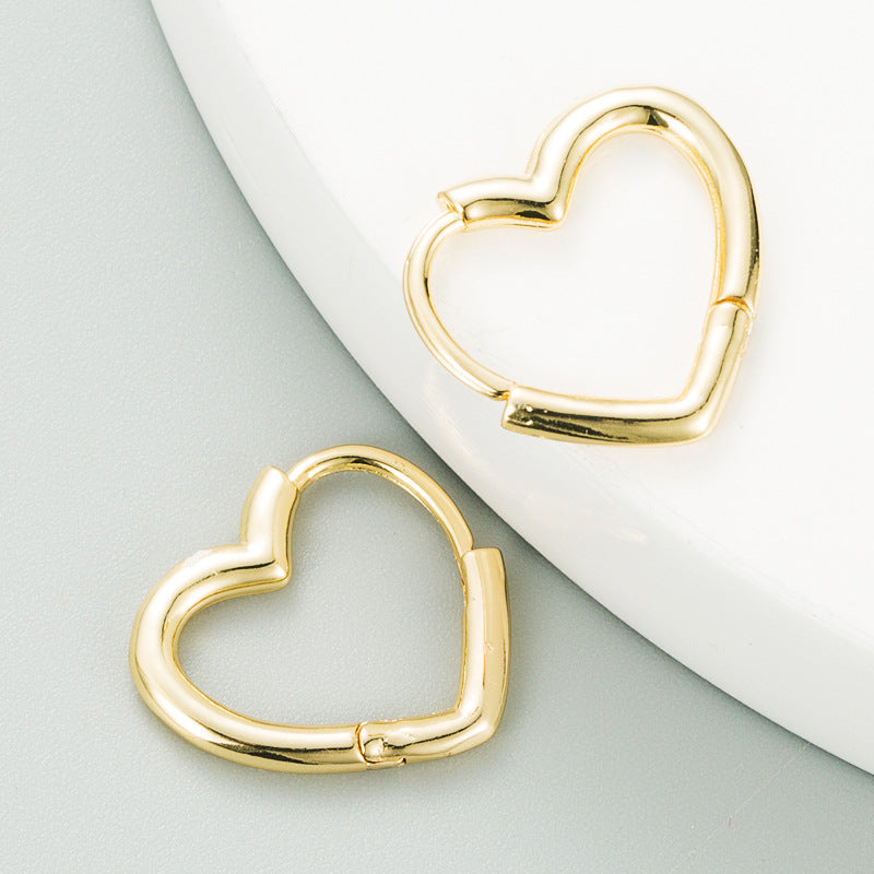 Arzonai ins cross-border fashion Europe and the United States all-match earrings women's brass 18K gold plated love-shaped exquisite earrings hip-hop earrings