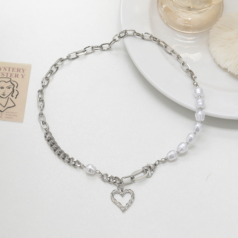Arzonai Korean pearl stitching love 2021 new female ins trend collarbone chain niche design sense necklace necklace