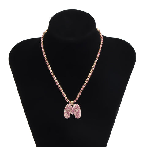Arzonai fashion all-match claw chain diamond necklace female creative personality diamond letter-M pendant necklace