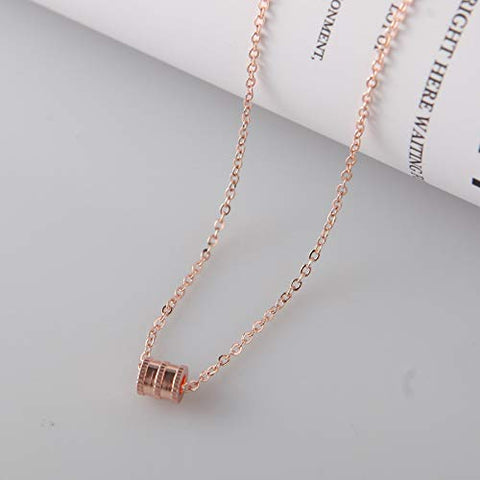 ARZONAI Temperament RoseGold Small waist chain pendant Neckalce transfer bead neck jewelry clavicle chain for girlfriend birthday gift