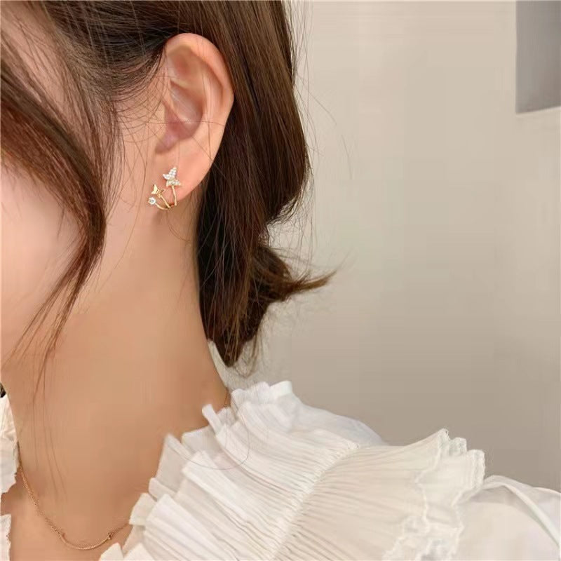 Arzonai South Korea spring and summer   needle earrings simple female small butterfly shape temperament personality earrings new trend