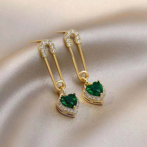 Arzonai Korean fashion design love pin earrings diamond crystal earrings simple personality trendy earrings female