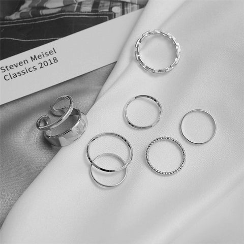 Arzonai 7pcs Fashion Retro Style Joint Ring Personalized Hip hop Design Ring Set