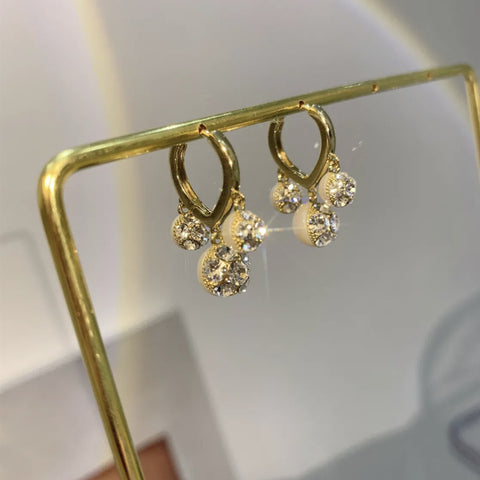 Arzonai South Korea Dongdaemun diamond pearl earrings high-end light luxury net red love ear buckle exquisite all-match earrings earrings