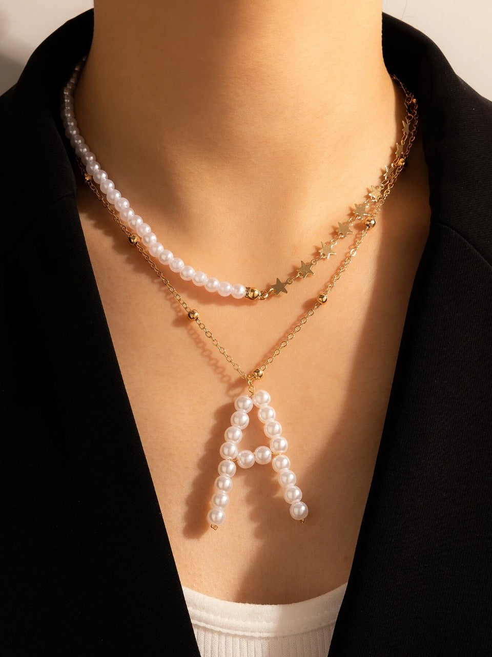 Arzonai Pearl  beeded necklace for Girls with the cutest letter ?A?