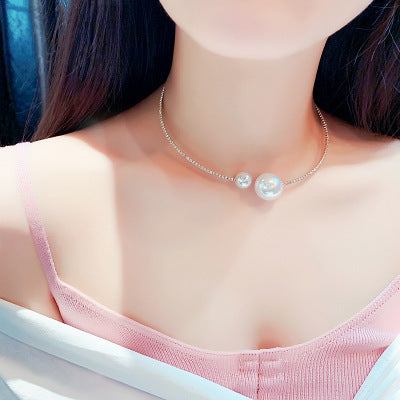 Arzonai Full diamond size pearl open collar female Japanese and Korean net red short necklace bracelet CHOKER neckband collarbone chain female