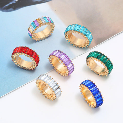 Arzonai new European and American simple color wild square zircon ring female accessories for women and Girls