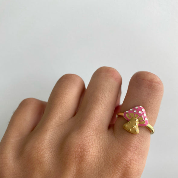 Arzonai Set of 6 Rings Y2k Rings Pink and blue Mushroom, Saturn, Fashion Rings for Women and Girls