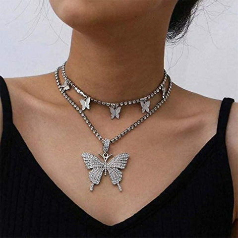 Arzonai Stone Layered Butterfly layered Neckalce for women and Girls